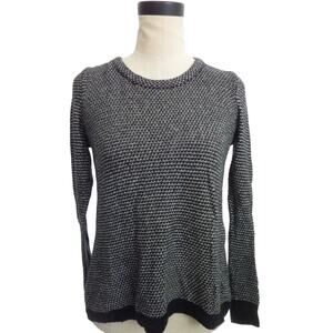 Madewell Black White Sweater Knit Top XS Dotweave Slouchy Pullover Riverside